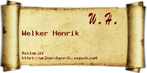 Welker Henrik névjegykártya